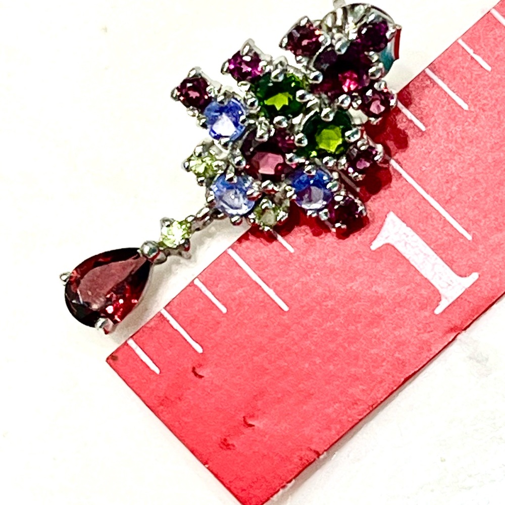 Garnet Aquamarine Peridot  
Chrome diopside 14KGP Earrings - Picture 5 of 5
